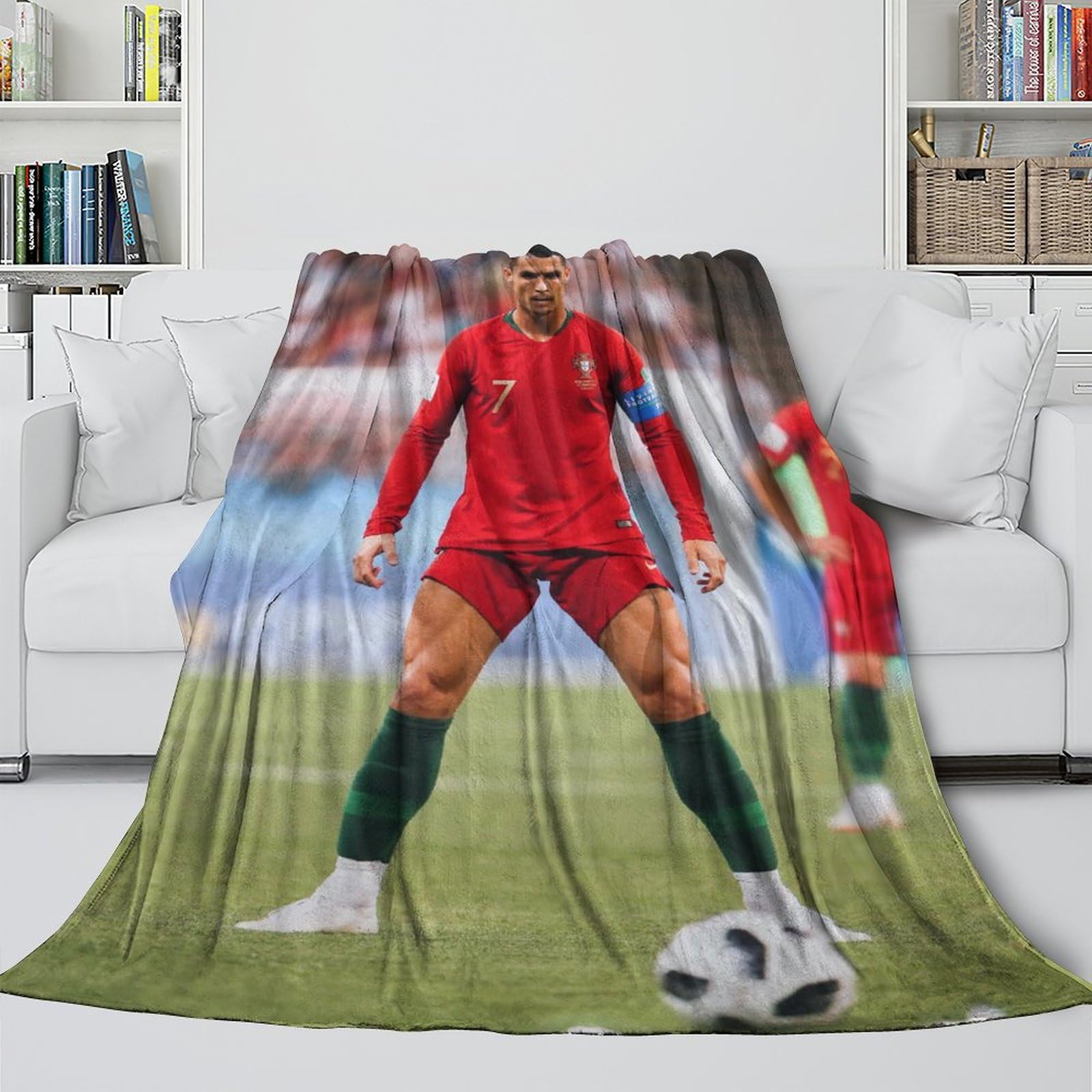 Couverture Cristiano Ronaldo en flanelle SHAARI pour lit et canapé
