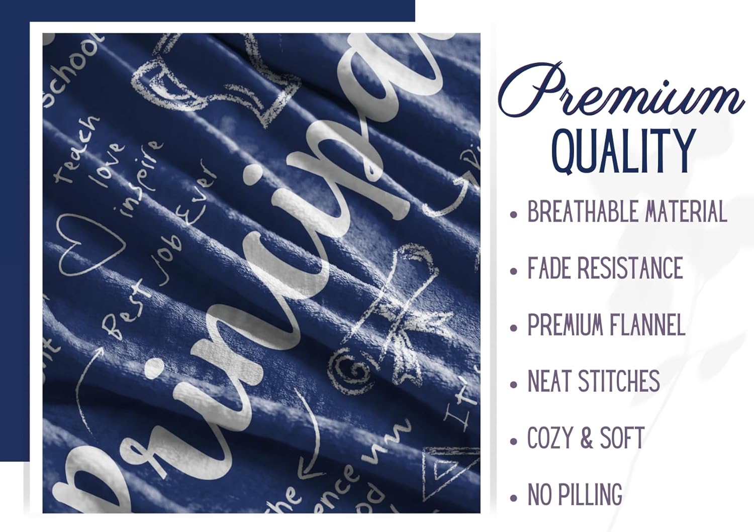 InnoBeta Principal Gifts Throws for Principal, Bed Flannel Blankets for Best Principal?Size 50"x 65" - BlackBroad - Blue