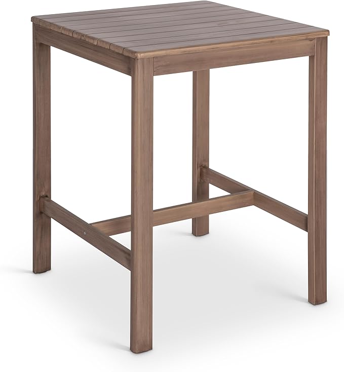 Meridian Furniture 398-BT34 Newport Collection Modern | Contemporary Outdoor Patio Square Bar Table with Solid Acacia Wood, Thermowood Treatment, 34" W x 34" D x 42.25" H, Natural