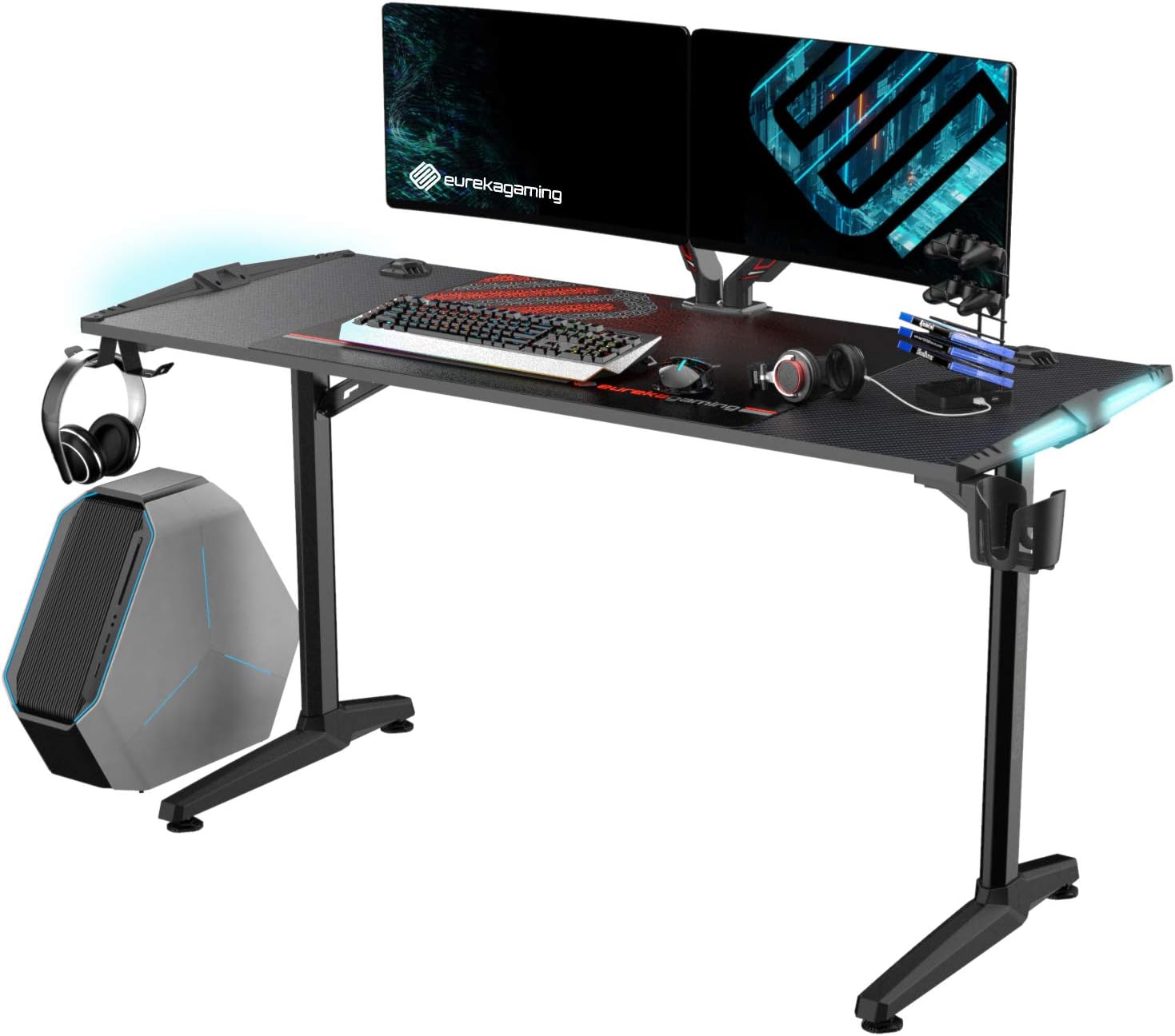 100 Fit Guarantee Eureka Ergonomic Gaming Computer Desk 44 Home Office Gaming Pc Tables New Polygon Legs Design With Rgb Led Lights Colonel Series Gip 44b Black Shop Clearance Www Seahorsesailingschool Com