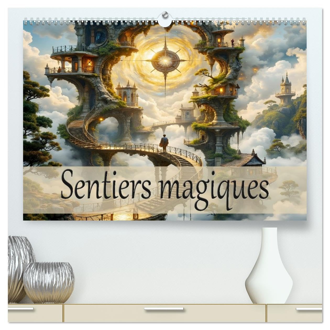 Calendrier mural 2026 grand format vertical Sentiers magiques de bureau