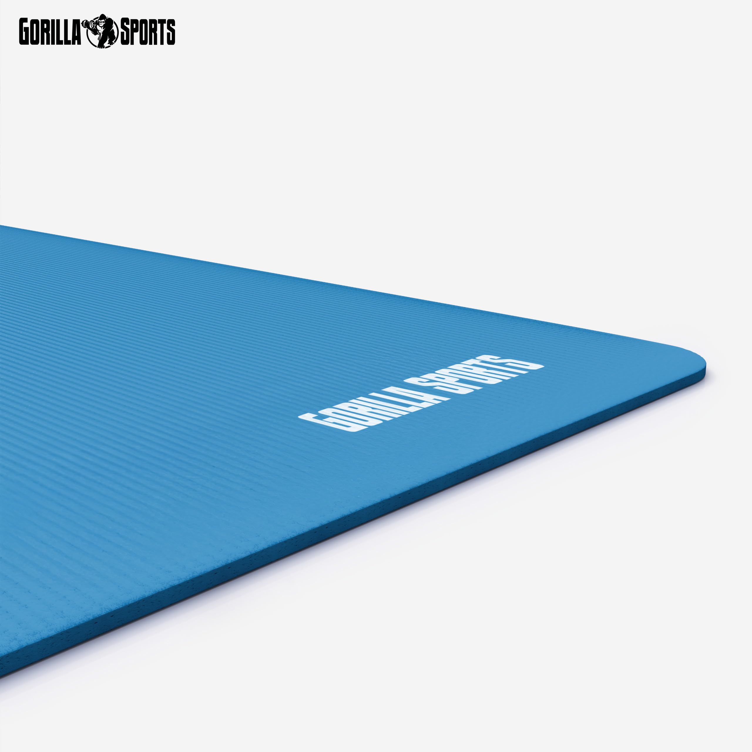 GORILLA SPORTS® Tappetino Fitness - 190x60 / 190x100 cm, Antiscivolo, Impermeabile, Gomma Nitrilica, Spessore 1,5 cm, 13 Colori a Scelta - Tappeto, Materassino Yoga, Pilates, Palestra, Allenamento