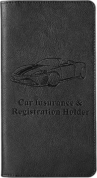 Car Document Holder Organiser, Leather Vehicle Insurance and Registration Holders Wallet Case Travel Card Holder for ID Card, Driving Licence, Key Contact Information Cards, Black