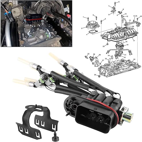 Miniatura 4 de Inyector de combustible Spider FJ504, inyector de combustible Aublinto de 8 cilindros con soporte compatible con camioneta GMChevy 5.0L 5.7L V8