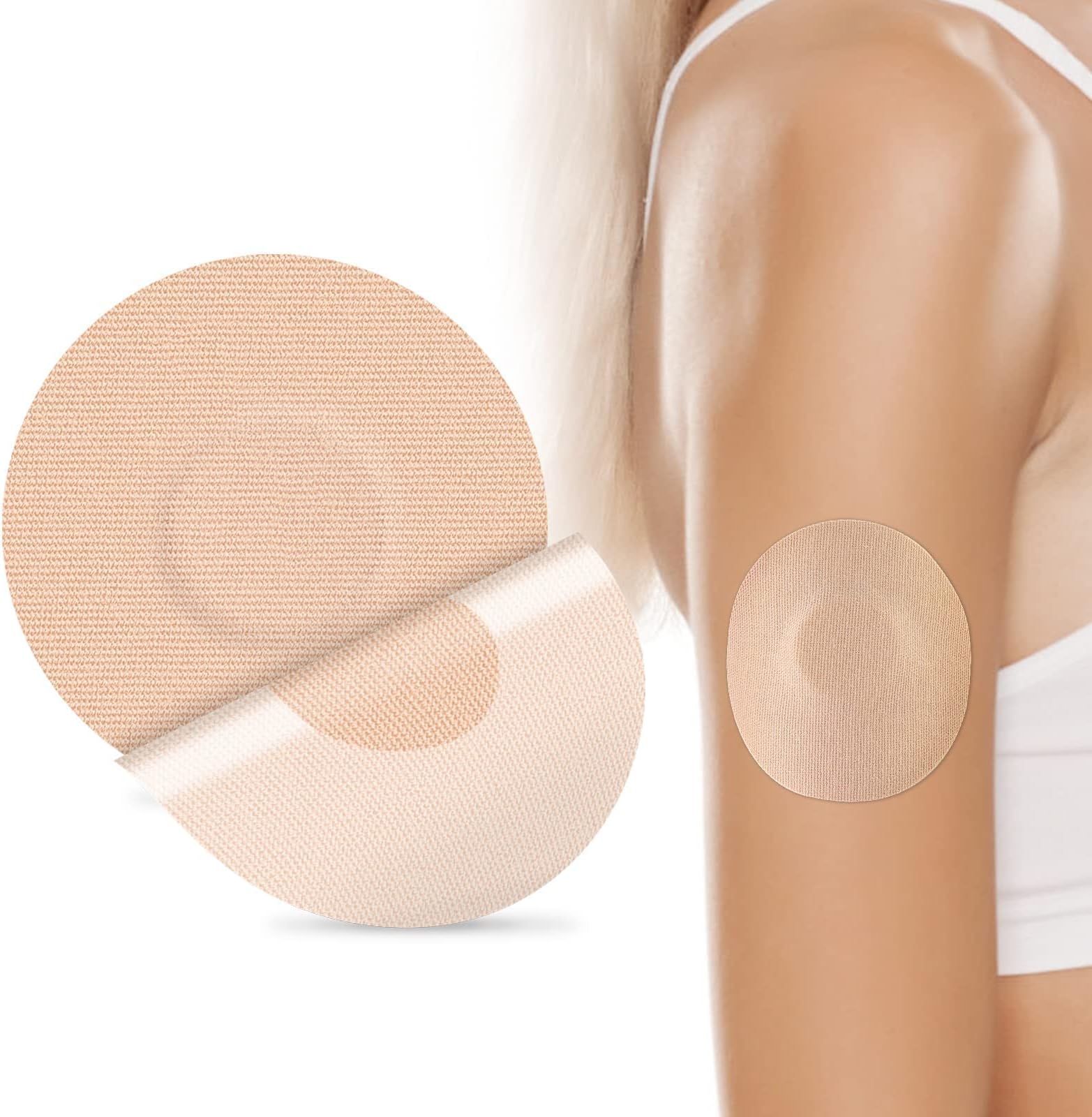 Freestyle Adhesive Patches 25Pack Waterproof Libre2/3 Sensor Covers Flesh Flexible CGM Patches Without Glue in The Center-Enlite-Guardian-Freestyle Libre 14 Day Sensor Patches