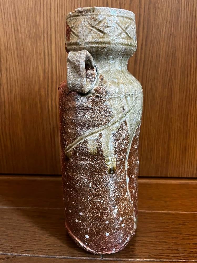 Amazon.co.jp: き50%!信楽焼 耳付花入 奥田英山造 信楽英山窯 茶