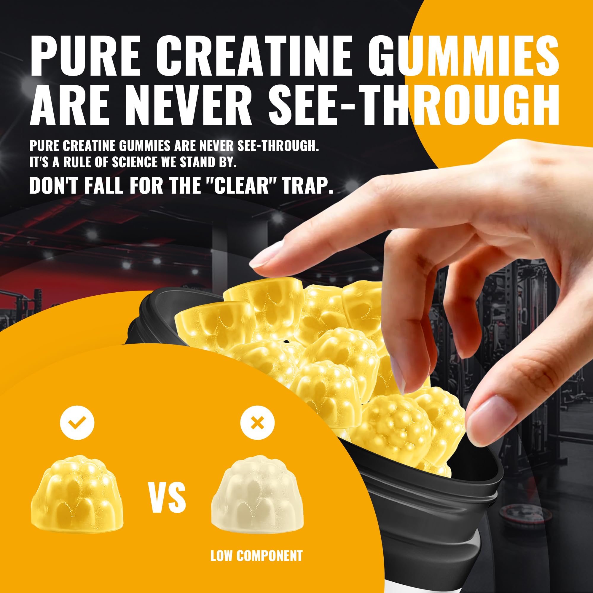 Natures Aid NSF Certified Creatine Gummy 5g - Creatine Monohydrate Gummies – Pre-Workout Energy & Muscle Growth Support for Men & Women | Orange Electrolyte Gummies (135 Count) — Amazon image 4