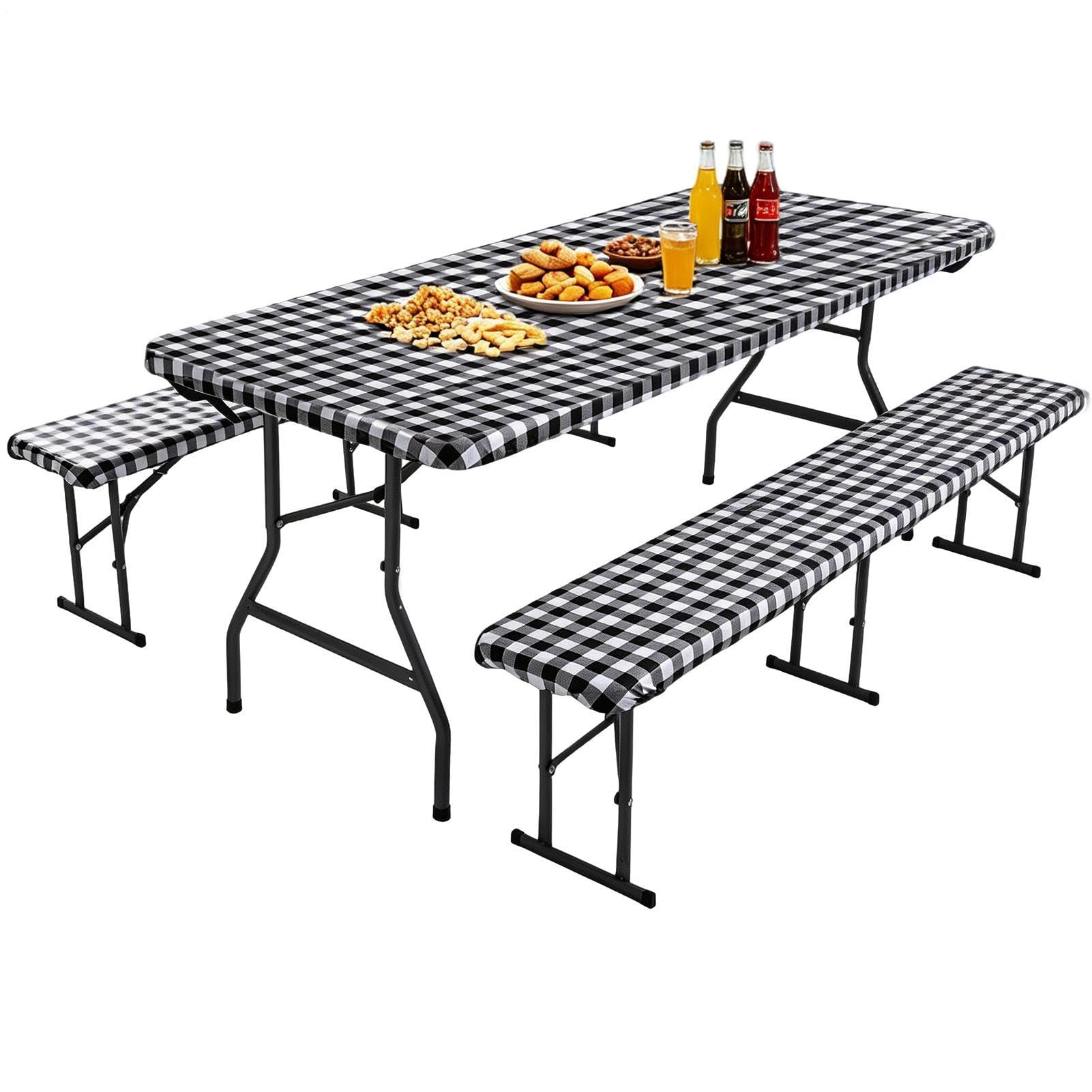 Nappe imperméable pliable pour table de pique-nique et bancs anti-vent et antitache