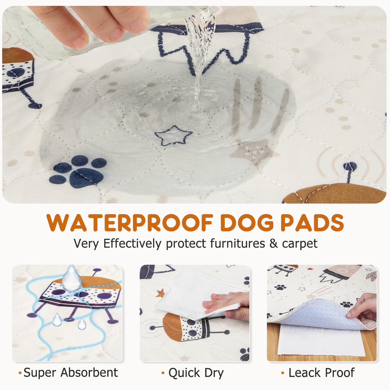 Siwa Mary Puppy Pads, 2-Pack Super Absorbent Pee Pads for Dogs, Non-Slip Washable Dog Pee Pads, Quick Dry Reusable Puppy Pads, Waterproof Dog Mat- Pet Supplies Ideal for Puppy Whelping & Training