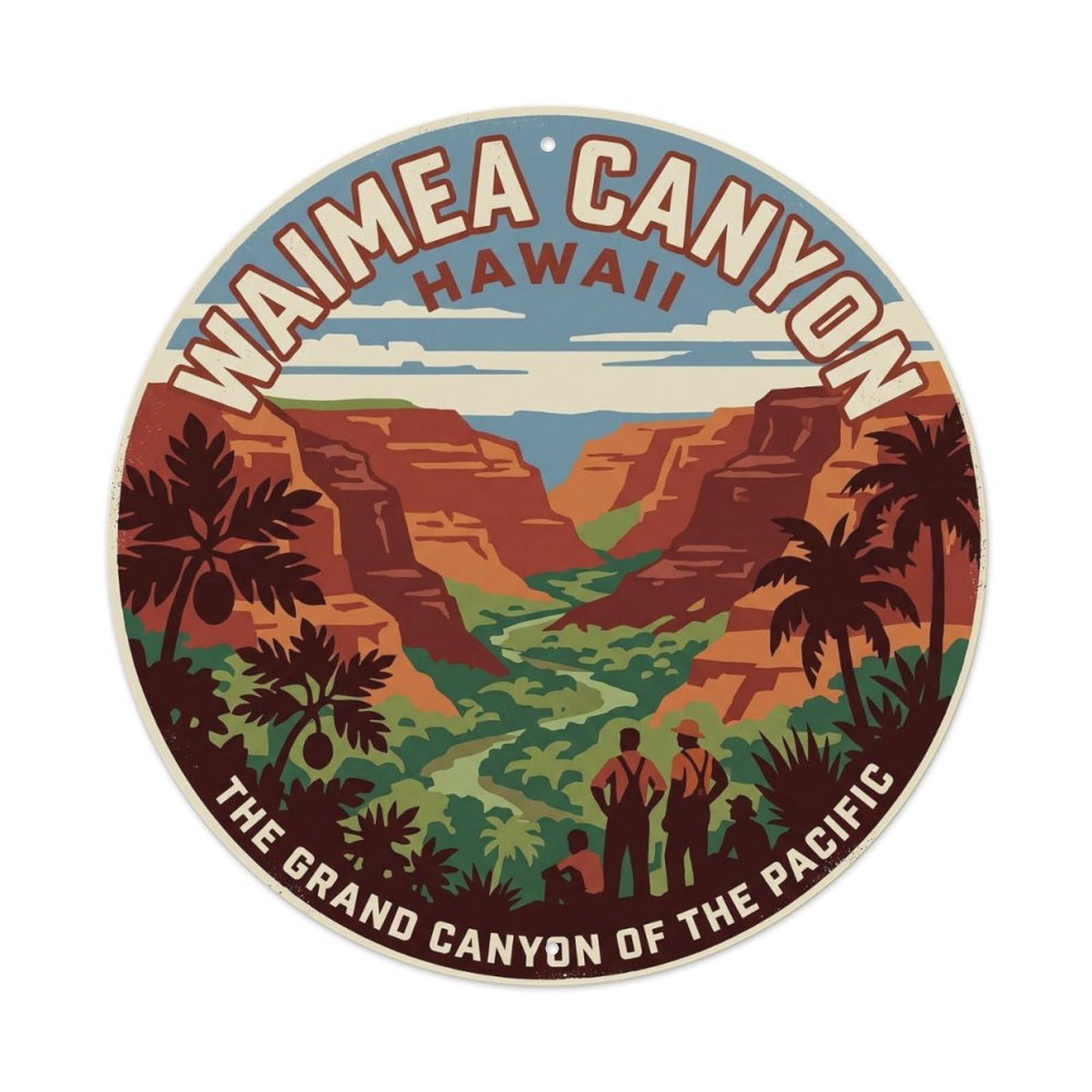 Waimea Canyon Valley Hawaii Island Nature Scenic Trail Metal Tin Sign