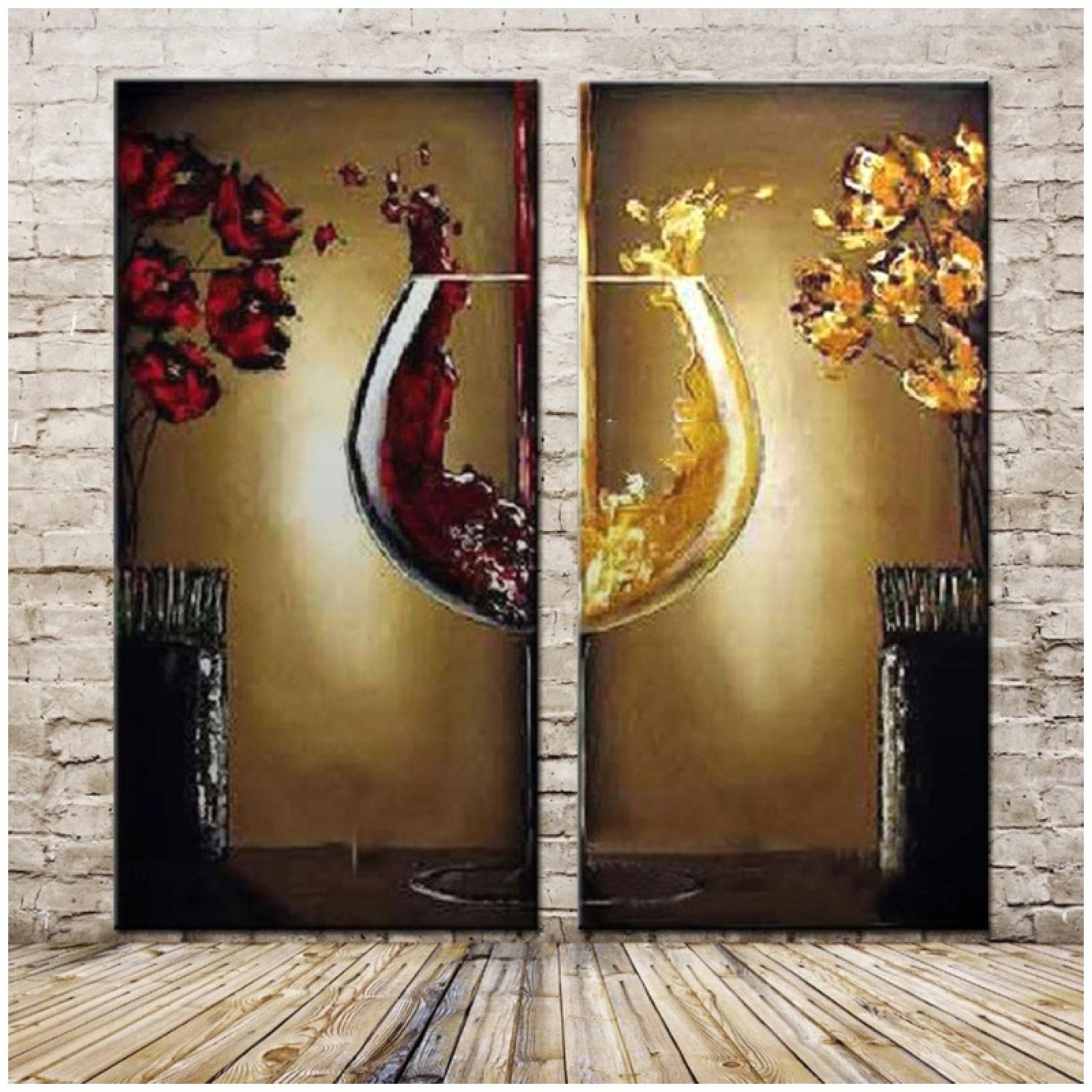 Set 3 Poster Su Tela Con Calici Da Vino Colorati – Arte Astratta 30x40 Cm, Decorazione Da Cucina/soggiorno (senza Cornice)