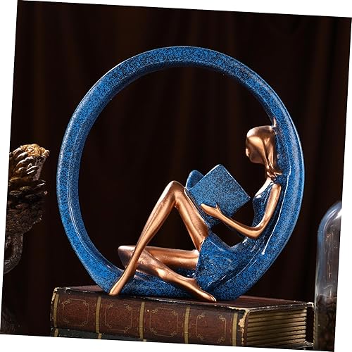 Miniatura 6 de Estatua de resina para niña de yoga, leyendo un libro, escultura artística, adornos para lectores, profesores, decoración para sala de estar,
