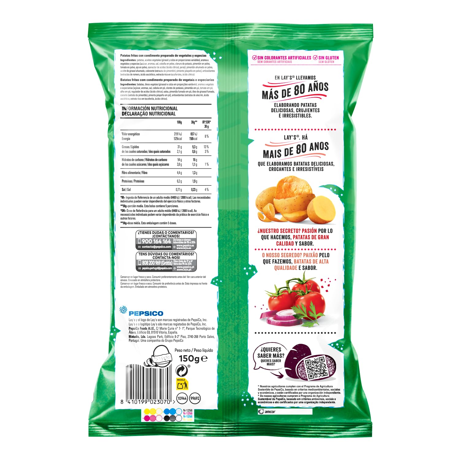 Lay's Campesinas, Patatas Fritas de cultivos sostenibles con sabores vegetales, Producto de Aperitivo, bolsa individual, 150g — view 2
