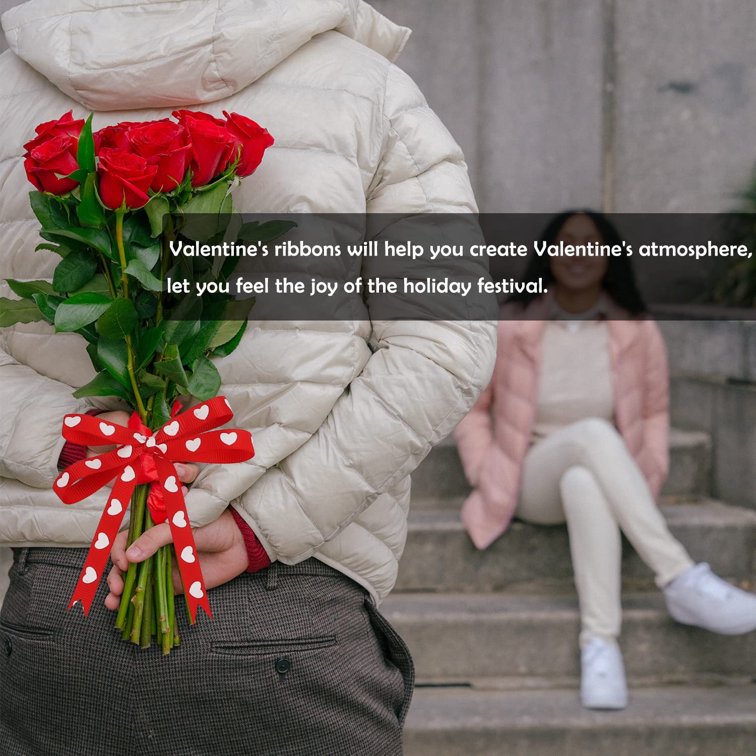 ANCLLO Lot De 6 Rouleaux De Ruban En Sati,rouleaux De Ruban De Satin Imprimé Gros Grain Pour Décoration De Mariage, Saint-Valentin, Emballage Cadeau