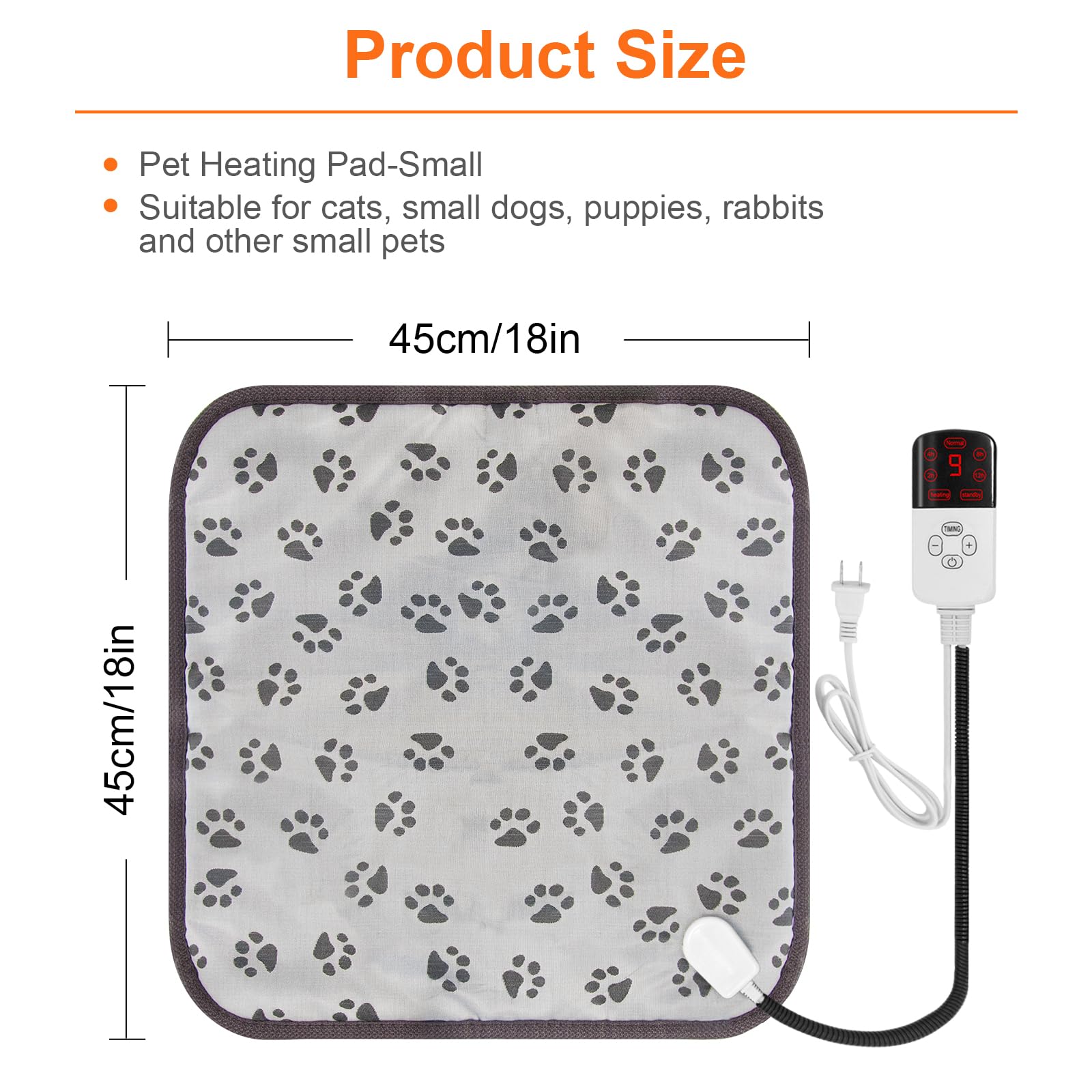 Pet Heating Pad, 9 Adjustable Temperature Dog Cat Heating Pad with