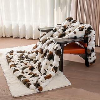 Cow Print Faux Fur Throw Blanket for Couch, Soft Plush Fuzzy Blanket for...