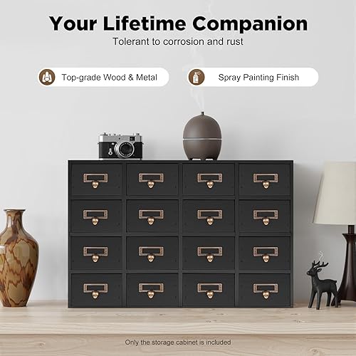 Miniatura 3 de Gabinete de boticario de 16 cajones con cajones, cofres y gabinetes de boticario, caja de almacenamiento de hierbas, organizador de cajones de