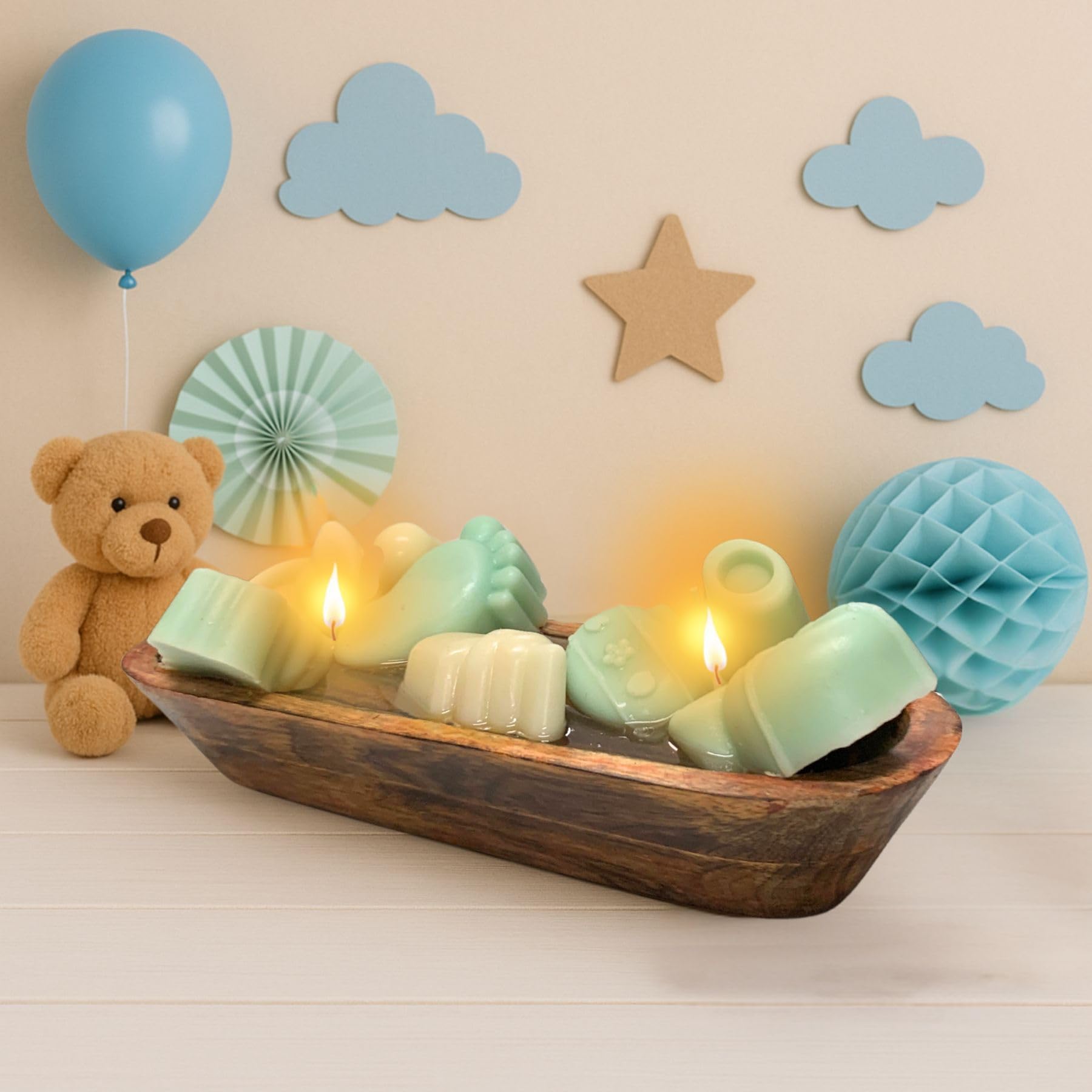 Ksma Baby Gift Hamper Candle (Vanilla Scented) Newborn Essentials Set for Boys & Girls – Baby Shower, Gift Basket, Baby Gift, Welcome Baby Candle, Adorable Gift Set (Blue)-image-42