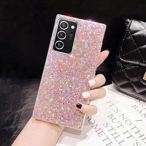 Vista 5 de Topwin Funda para Galaxy Note 20 Ultra 5G con purpurina, diamante brillante, delgada, suave, transparente, goma de poliuretano termoplástico