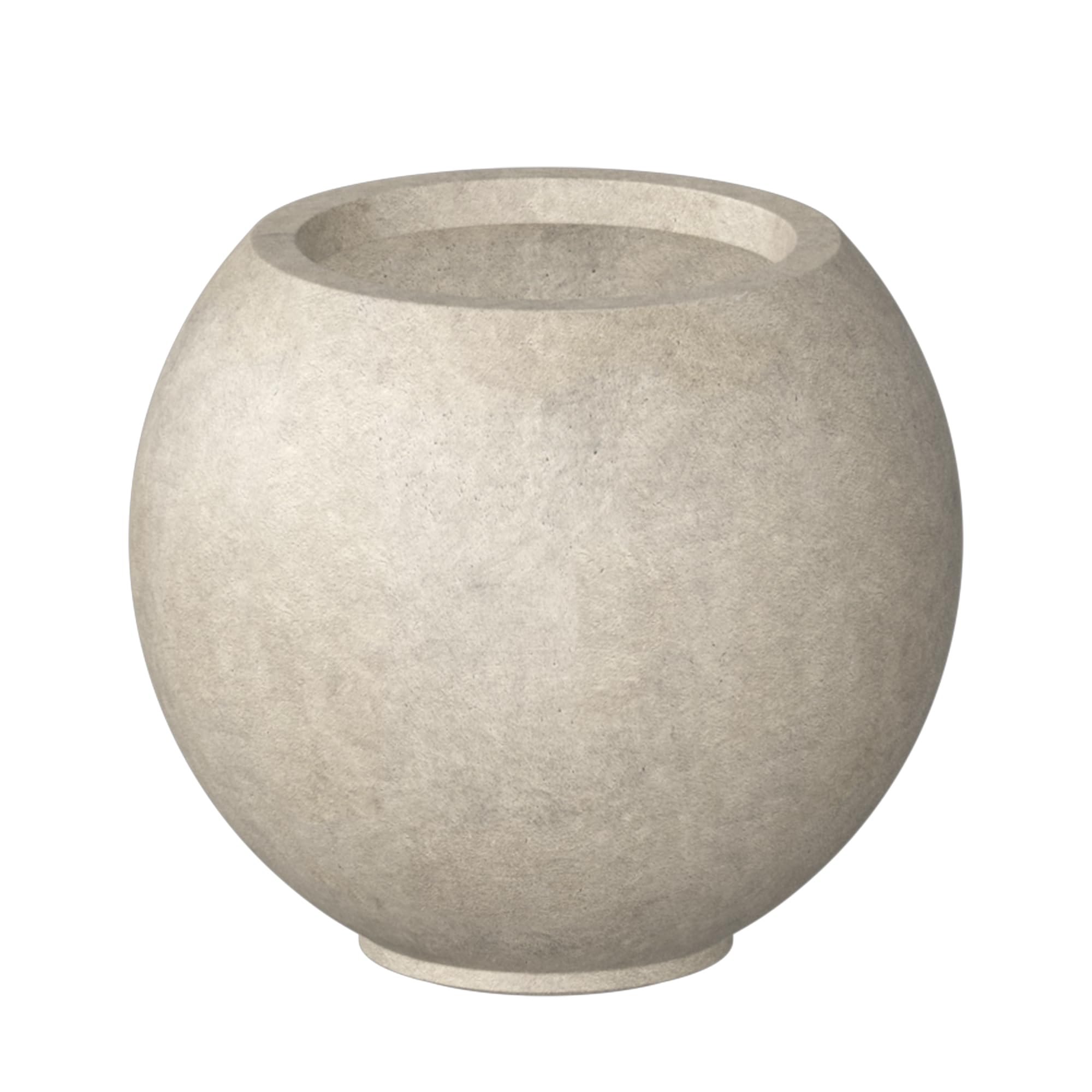 Kante Runder Beton-Blumentopf, 27,9 cm Durchmesser, kugelförmiges Design, Übertopf mit Ablaufloch für Innen- und Außenpflanzen, verwittertes Beton-Finish mit warmbrauner Innenseite