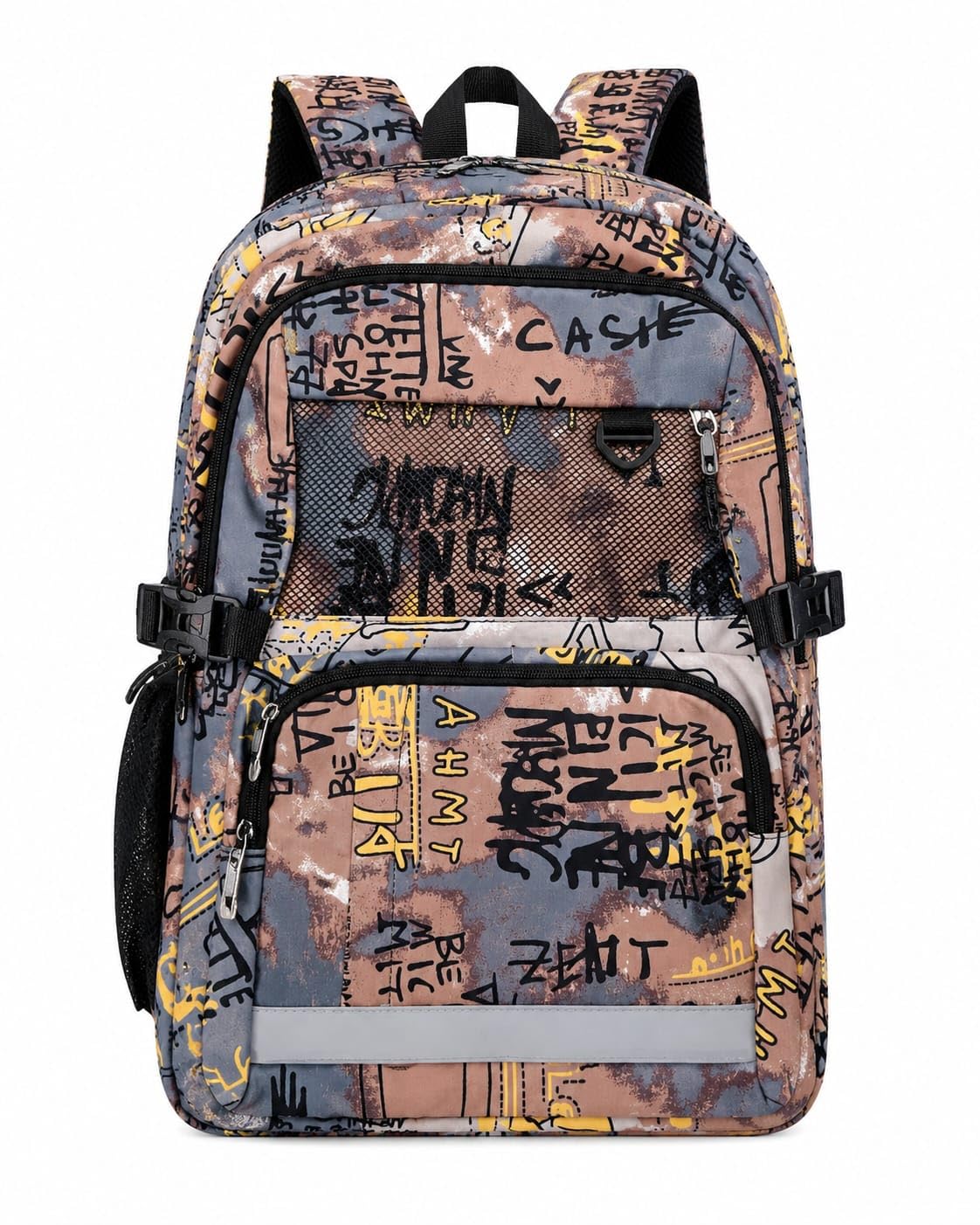 Printed Laptop Backpack for Men & Women | Water Resistant Casual College, School & Travel Bag | Multi-Compartment Backpack | Fits Up to 15.6 Inch Laptop | Grey Brown Graphic Print-image-30