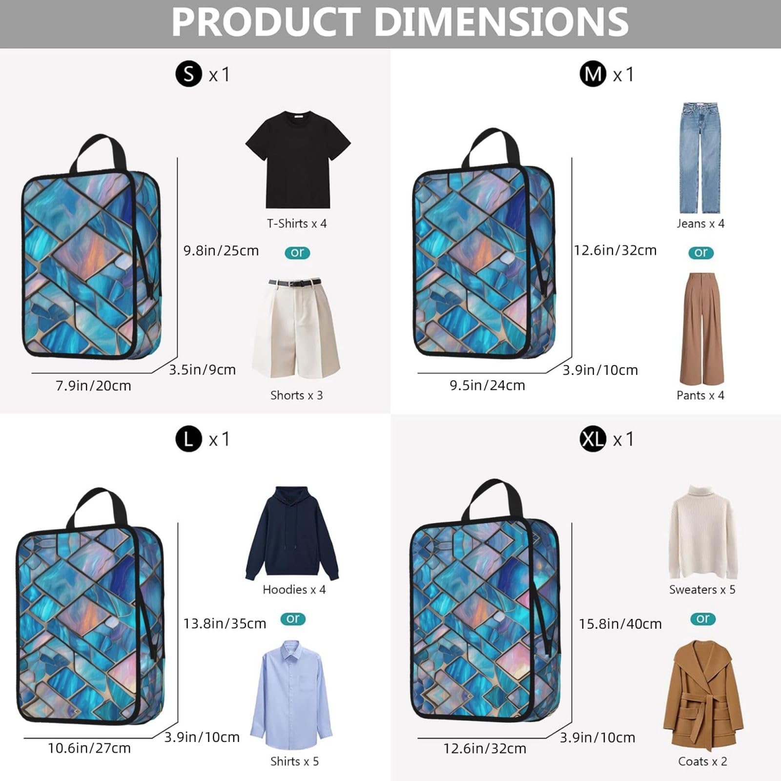 Juego de bolsas de almacenamiento de viaje con estampado de vid salvaje, 4 tamaños