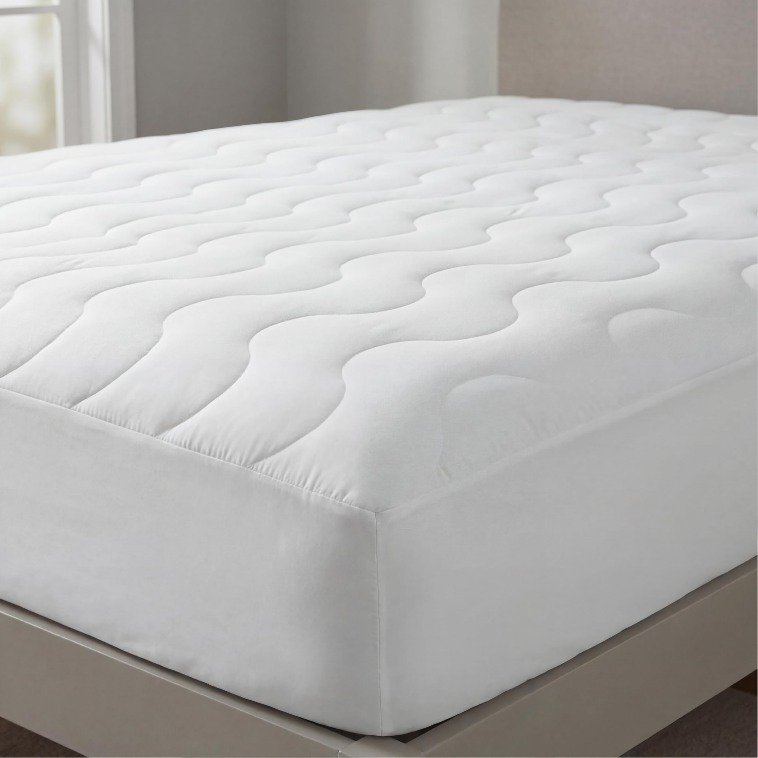 The Fine Bedding Company Spundown Mattress Protector – Double Bed Mattress Protector with Recycled Eco Smartfil® and Peachskin Soft Touch Fabric, Hypoallergenic and Washable – Double