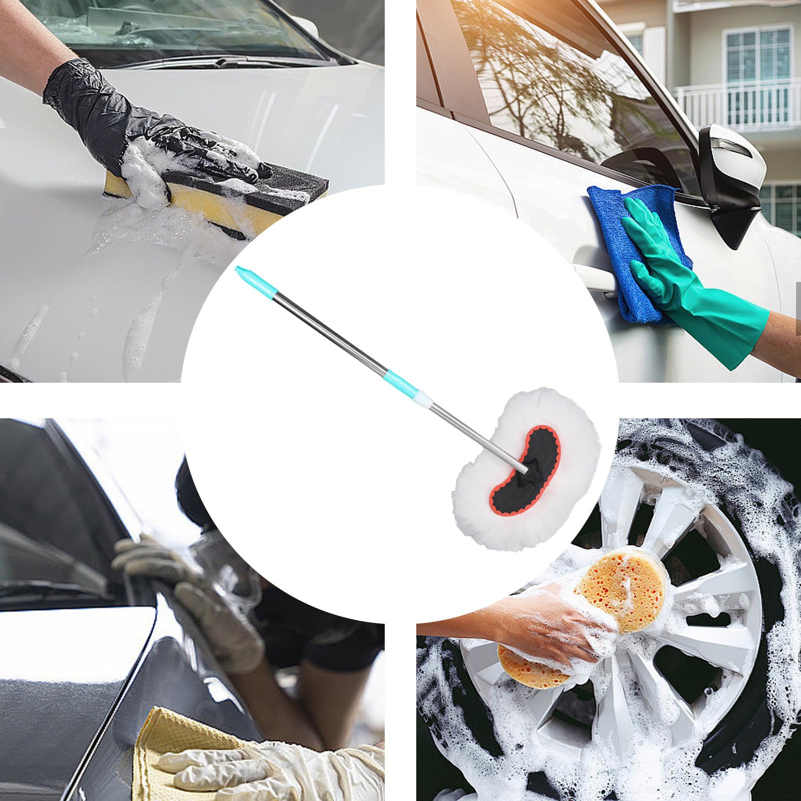 Mop Auto Attrezzi di Pulizia Regolabili per Cura | Spazzola per Auto per Principianti Famiglia Veicolo Automobile Interno Esterno SUV