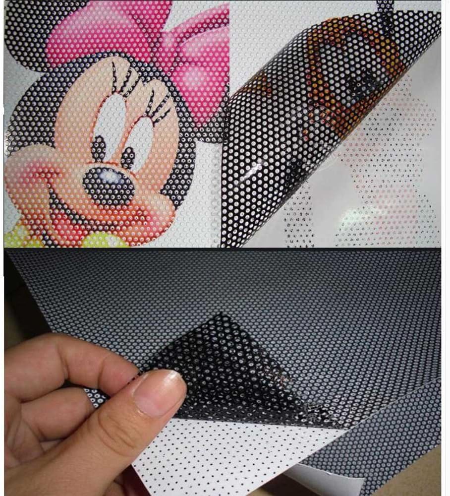 HOHOFILM Perforated Mesh Window Film Self Adhesive Black Dotted One Way Film Privacy Stickers for Home Office 48"x78.7"