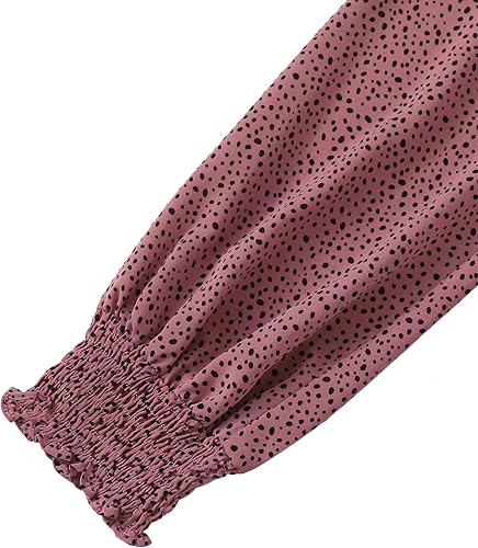 Miniatura 4 de LYANER Blusa corta de manga larga con cuello en V y volantes para mujer