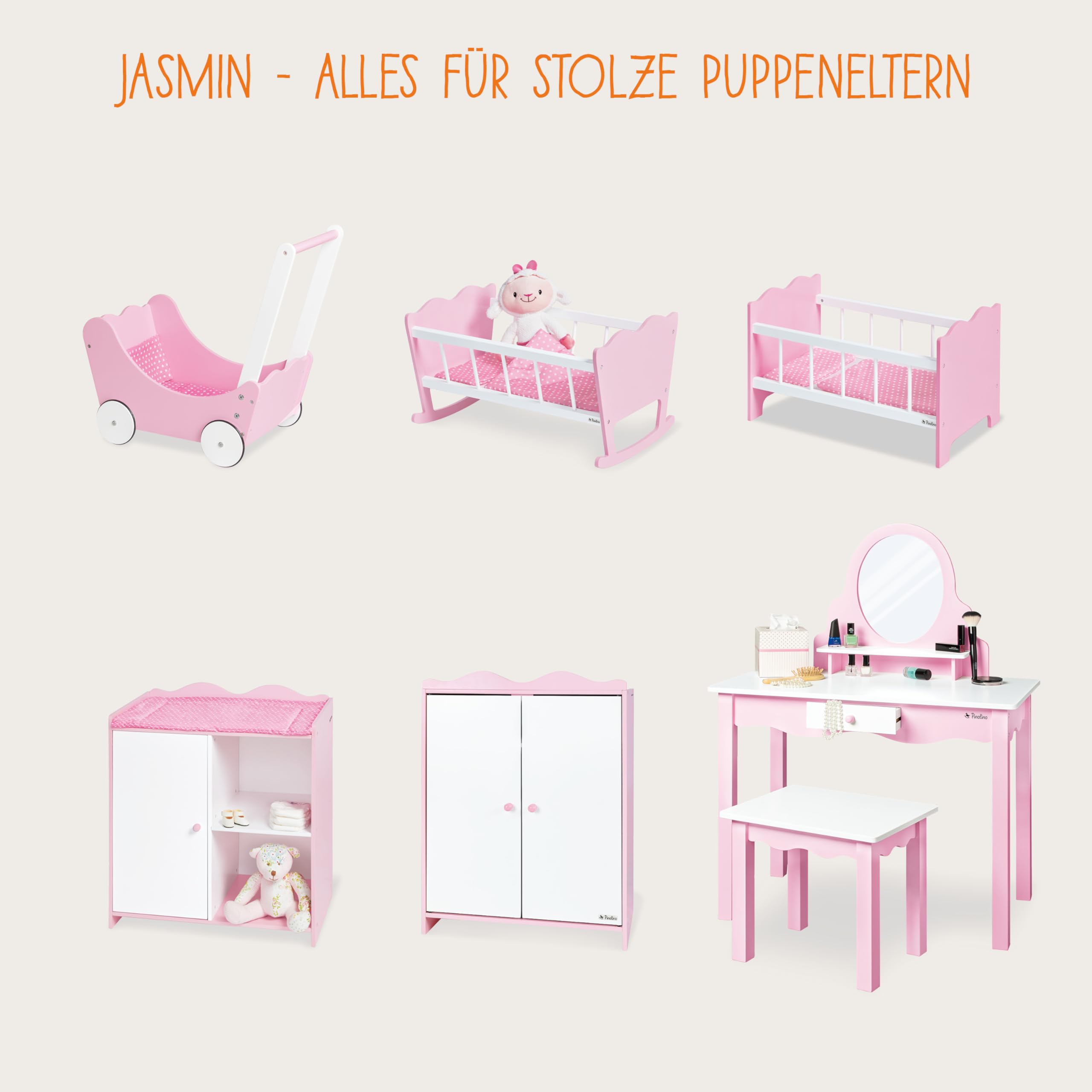 Doll's pram 'Jasmin', 4 parts