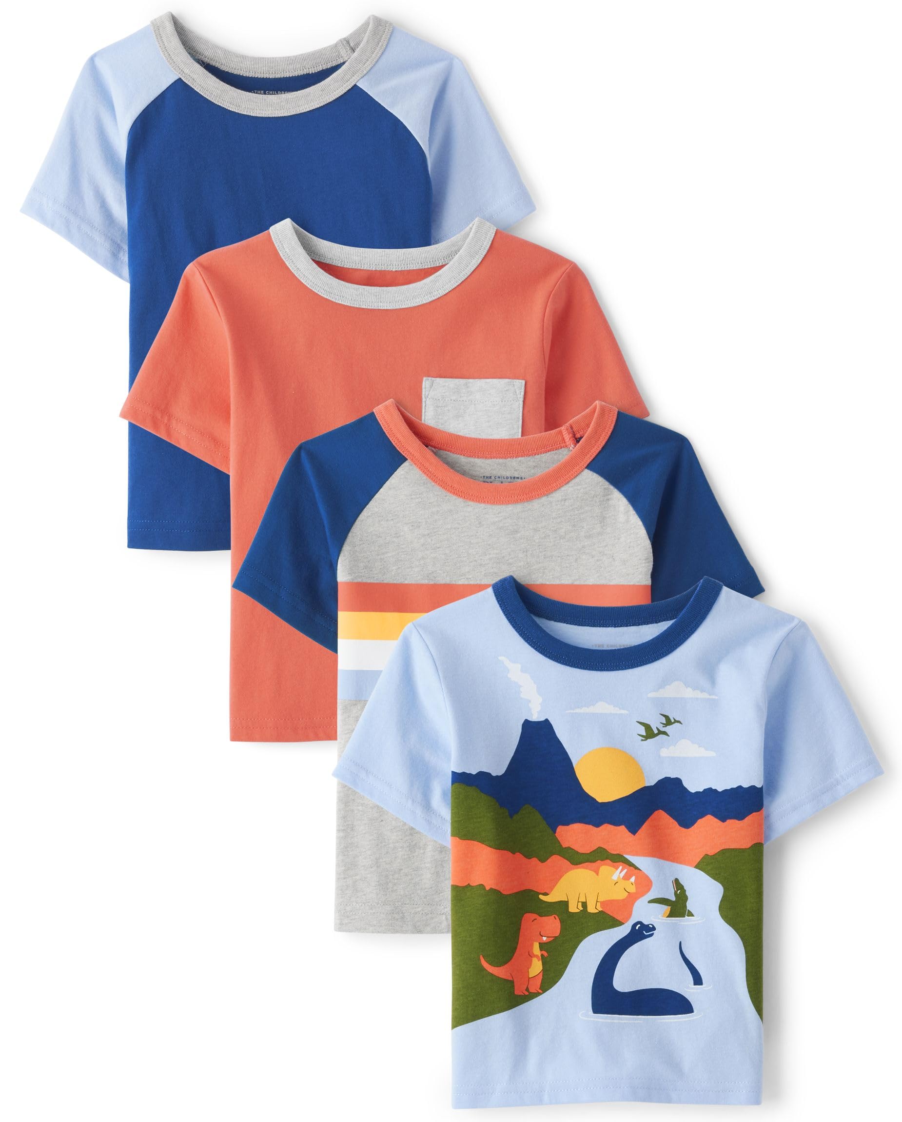 The Children's Place Baby Boys' and Toddler Short Sleeve Crew Neck Tees