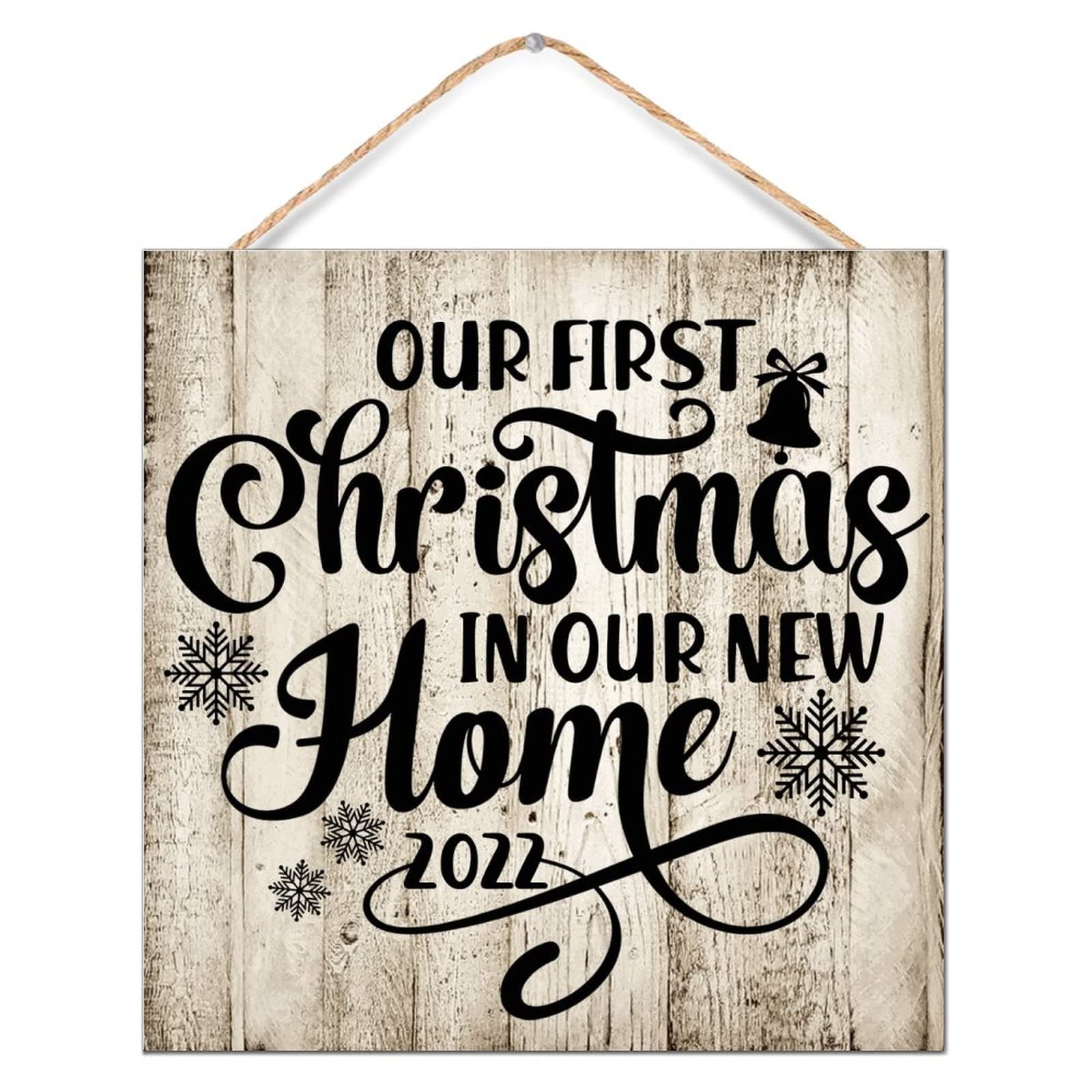 Panneau en bois Our First Christmas décoration murale premium