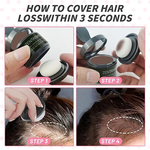 Miniatura 7 de Polvo de retoque de raíces para adelgazar el cabello y sombras de línea capilar que retrocede, oculta instantáneamente la pérdida de cabello y el