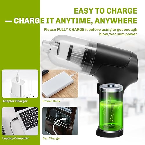 Miniatura 6 de Plumero de aire comprimido y mini limpiador de teclado, limpiador de aire inalámbrico, lata de aire enlatado, pulverizador de polvo eléctrico, kit