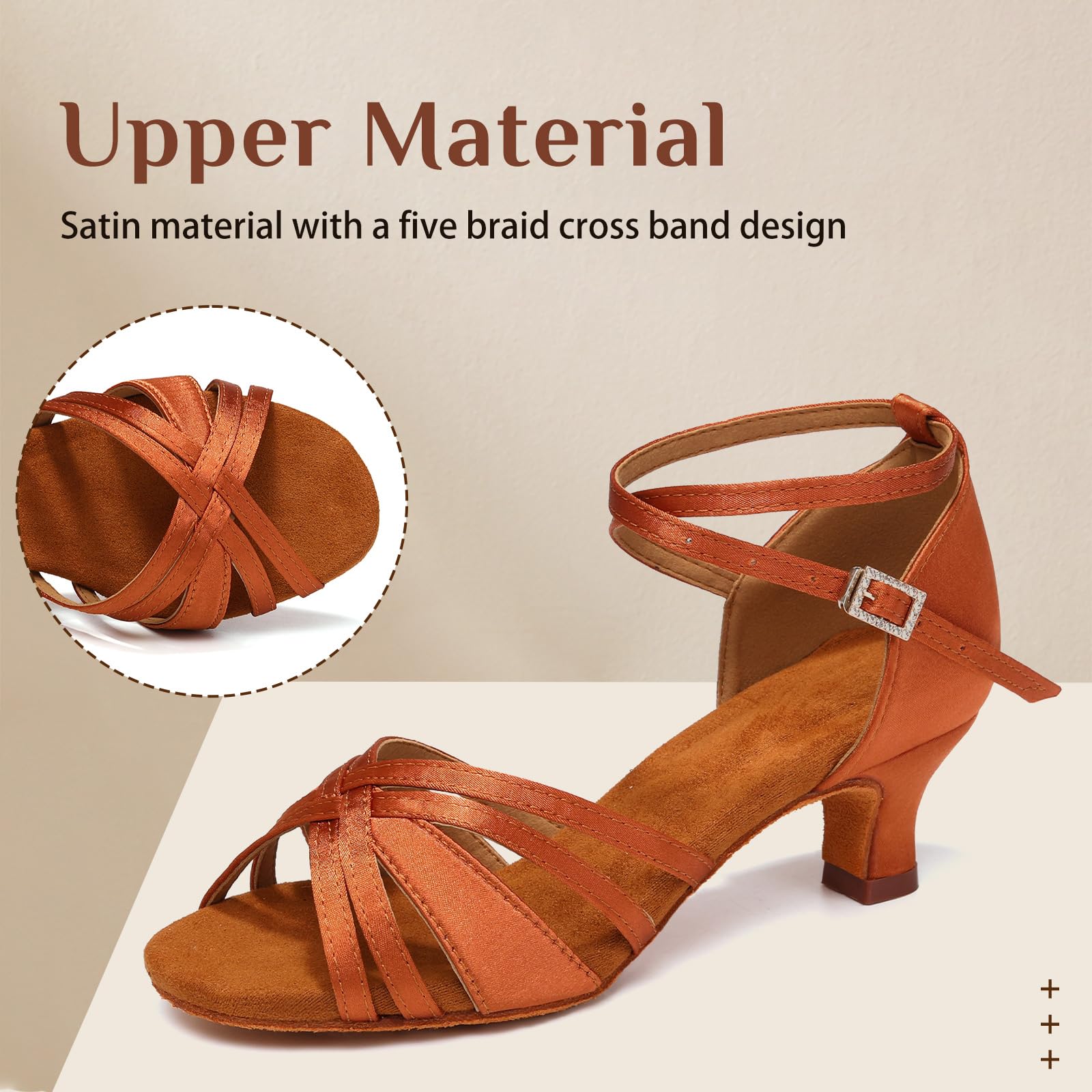 Zapatos de Baile Latino Mujer Zapatillas Salón Salsa Baile Latino de Satén,Modelo-811,5cm Tacón