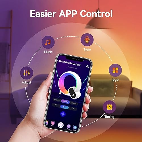 Miniatura 2 de Luz de despertador inteligente, lámpara de noche para dormitorio, reloj despertador inteligente con aplicación Bluetooth y control remoto, lámpara