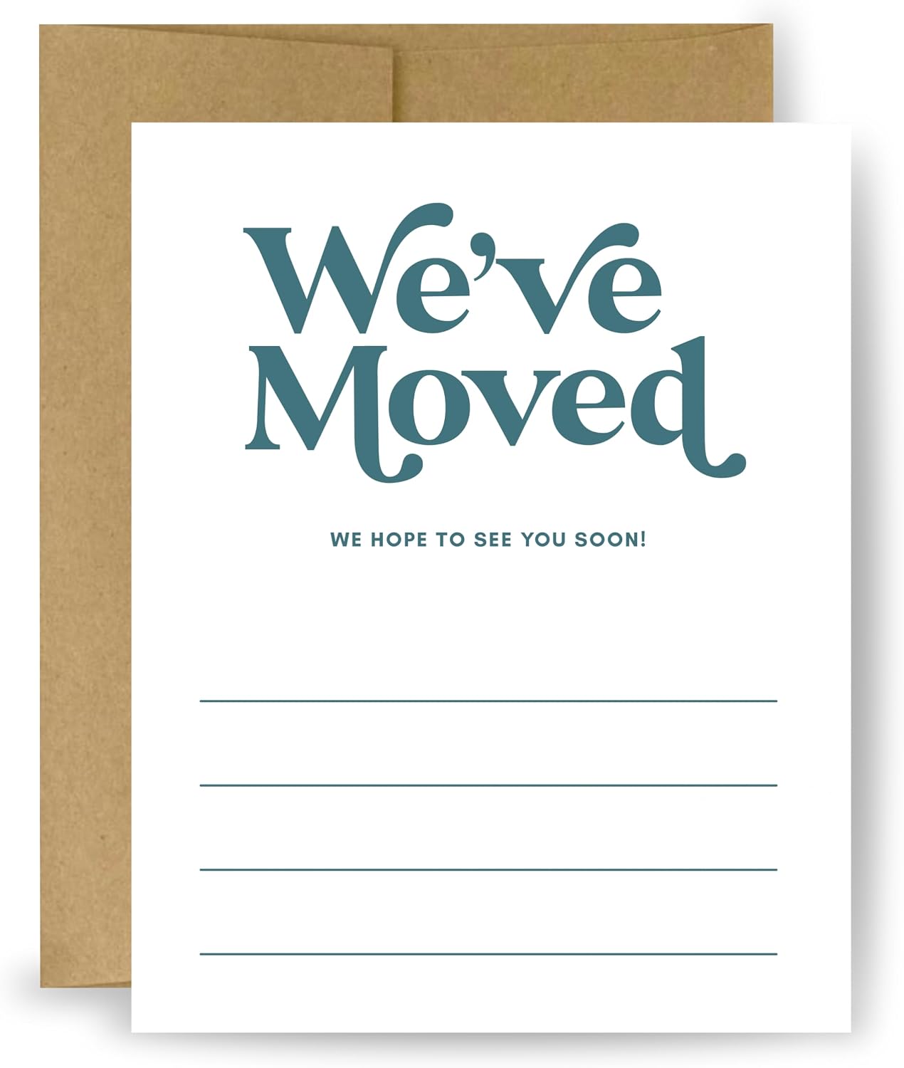 30 New Address Cards with Envelopes, Fill-In Moving Announcements - Minimalist Black and White Home New Address Postcards + Recycled Kraft Envelopes - Moving Announcement For New Home (Black & White)