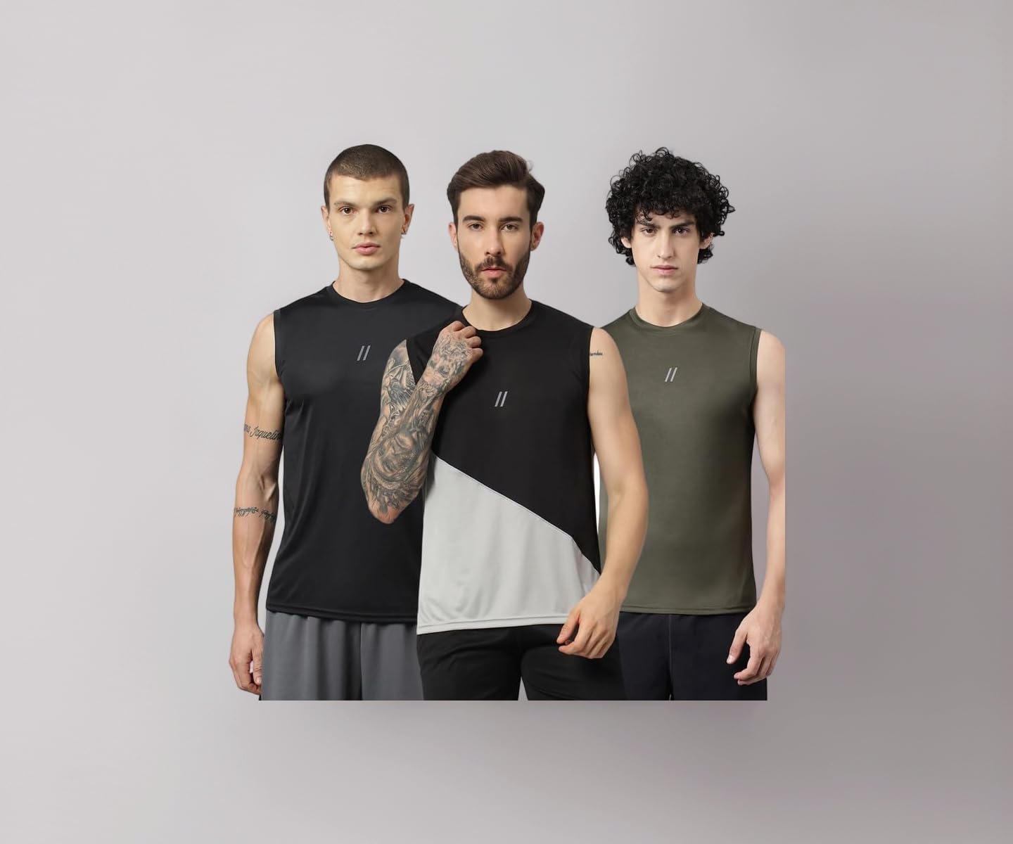 ATICX Men's Polyester Sports Sleeveless T Shirt - Gym Vest, Workout Sando, Training Tank Top, Cut Sleeves Quick Dry Tee for Running, Swimming, Badminton, Fitness & Sports