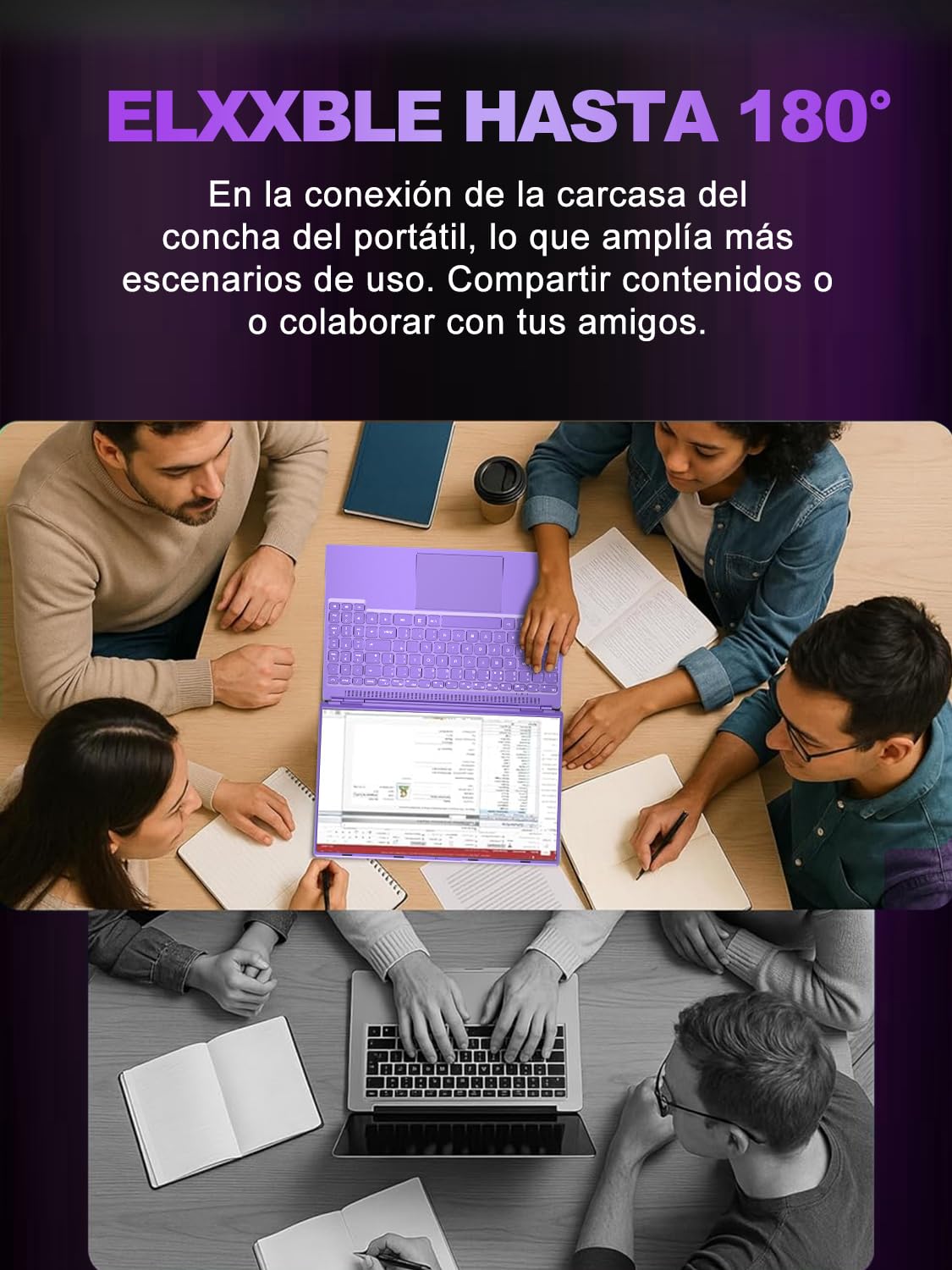 Ordenador Portátil 16 Pulgadas Celeron N5095 Up to 2.9Ghz, Portátil Win 11 con 5G WiFi 12+512GB SSD Expansión 1TB, BT 4.2 Mini Puerto Multimedia Portatiles Ventilador Refrigeración 1920*1200-Morado