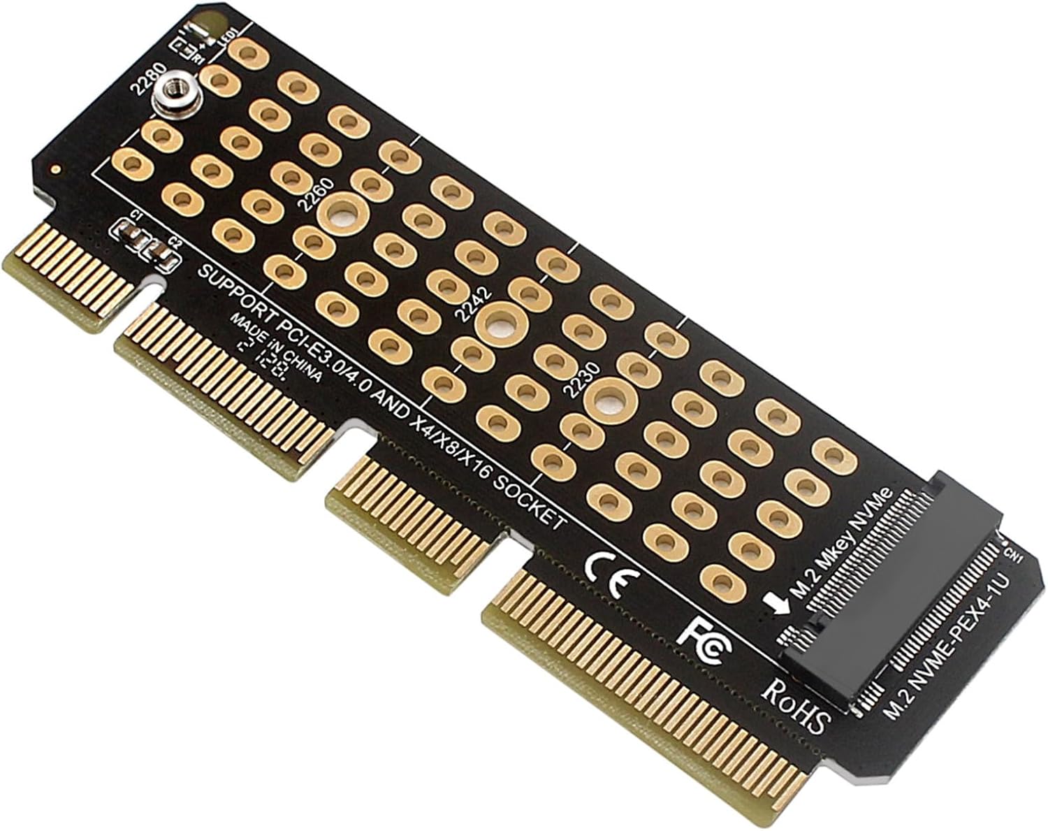 Computer Motherboard PCIE X4 X8 X16 to NVME M-Key M.2 PCIE 4.0 3.0 SSD Hard Disk High Speed Expansion Card Adapter Upgrade Converter Support 1U Server Black