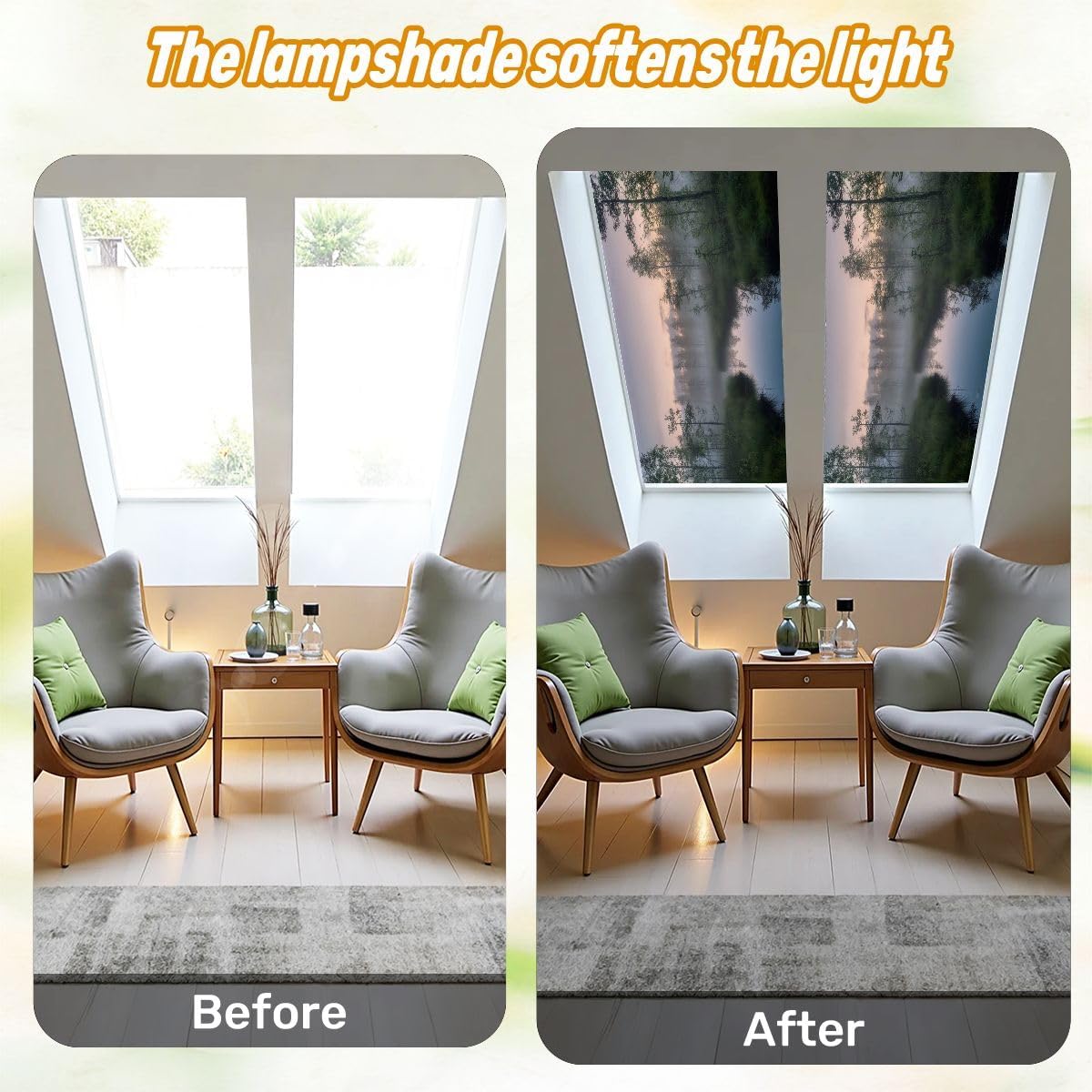 Fluorescent Light Covers for Ceiling Lights Idyllic River View Tranquil Foggy Sunset Summer Night Easy to Install Magnetic Light Filter for Classroom Office Hospitals School Home Decor