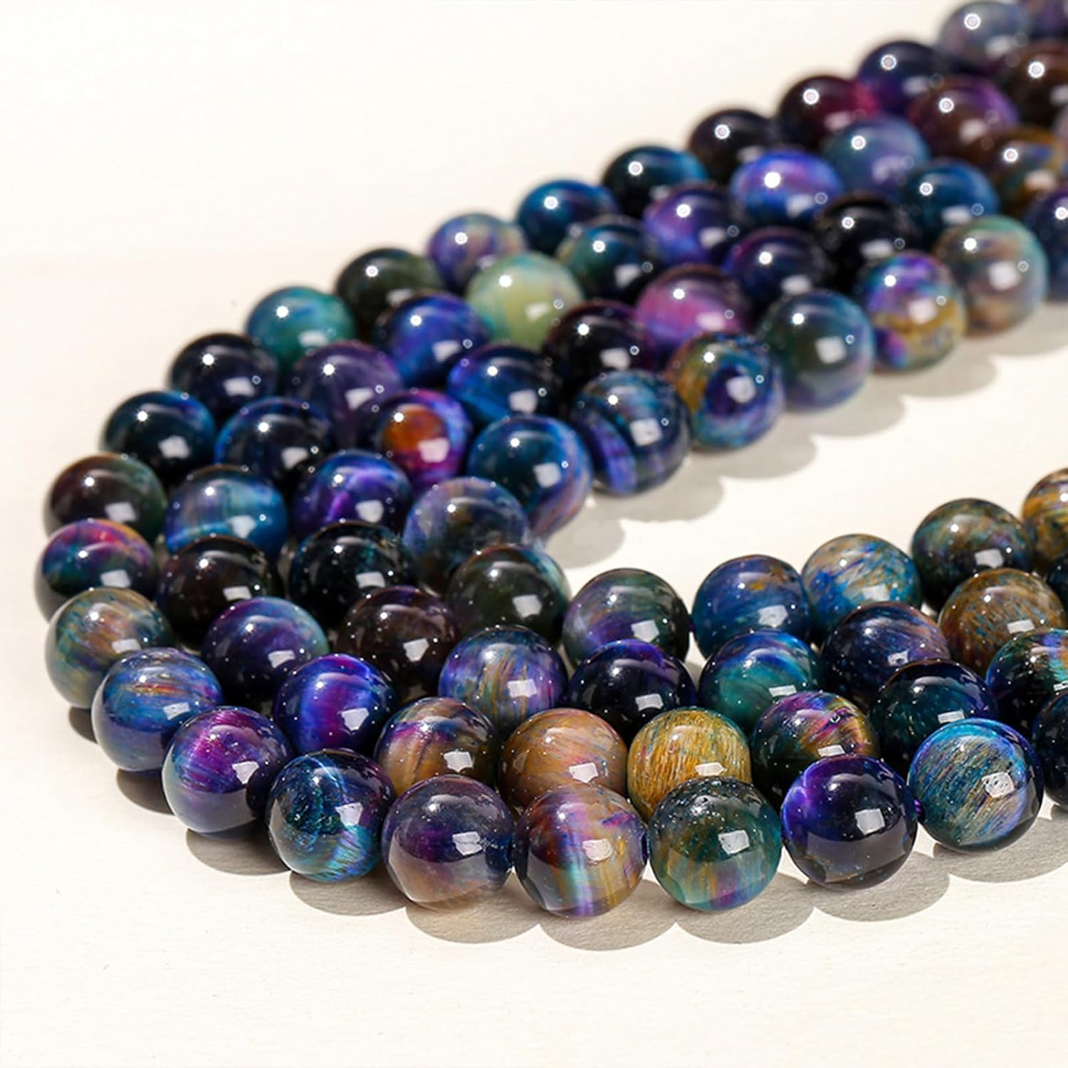 38Pcs 10mm AAA Natural Tiger Eye Beads Colorful Blue Gemstone Round Spacer Loose Beads for Jewelry Making 6/8/10mm 15″ (10mm) - Image 2
