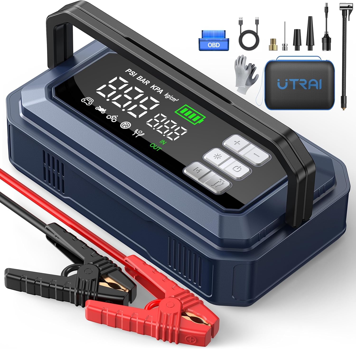 UTRAI Jump Starter with Air Compressor 150PSI 7000A Peak 12V Jump Box for Car Battery All Gas 12 — view 7