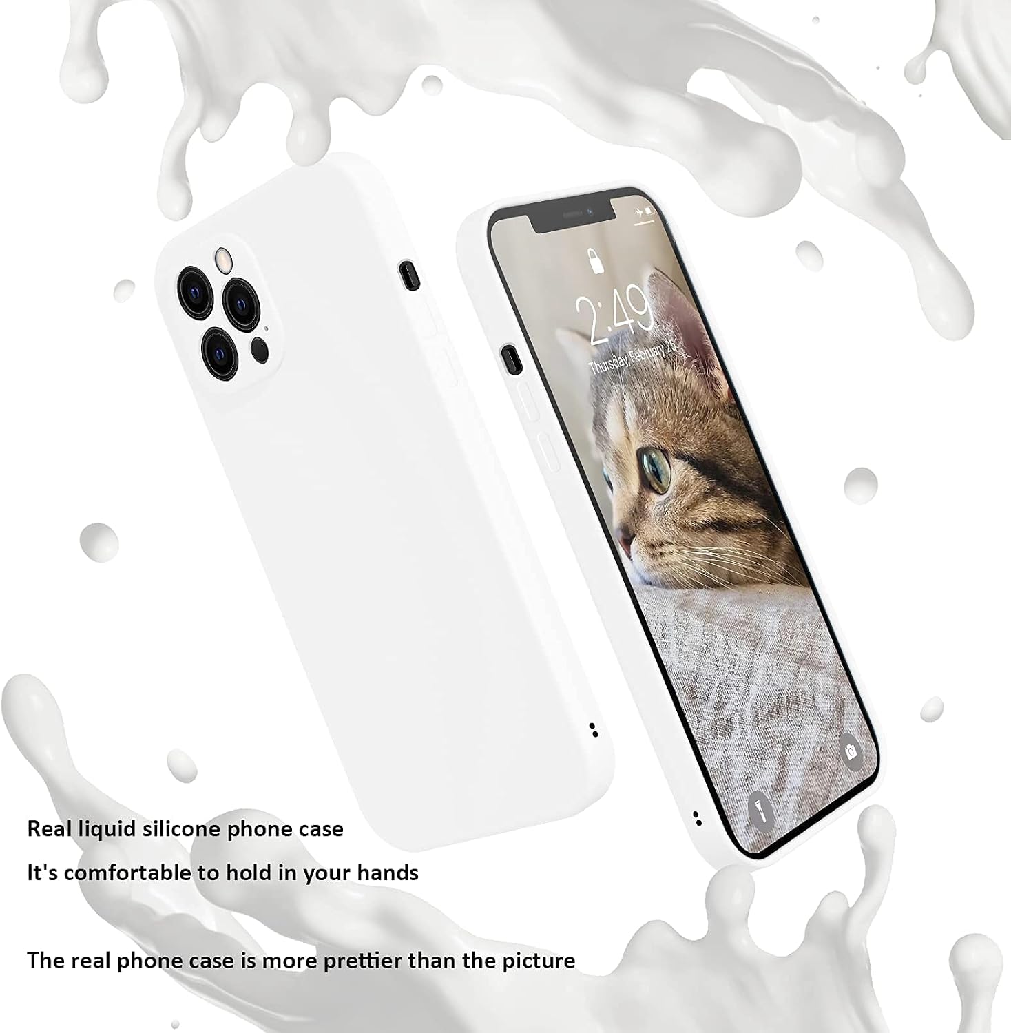 White Liquid Silicone Case Compatible with iPhone 12promax,Silicone iPhone 12promax Protective Cover Case for iPhone 12promax-White-6.7 Inch