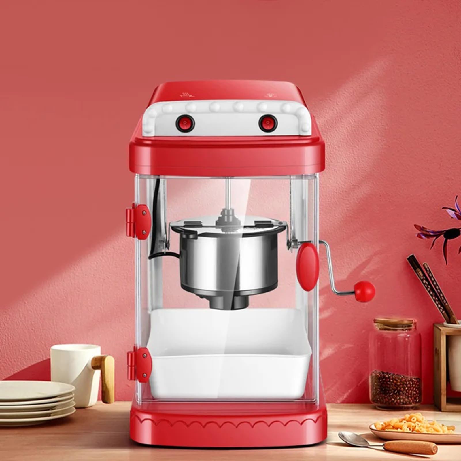 macchina per pop corn Macchina for popcorn for uso domestico commerciale Aria calda Popper for mais spuntato con olio automatica for fai-da-te Riscaldamento Pentola antiaderente per uso familiare