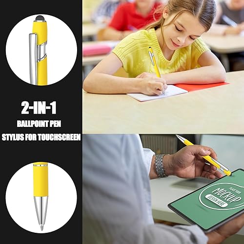 Miniatura 3 de 6 bolígrafos de tinta azul con punta de lápiz digital 2 en 1, bolígrafos de metal, para pantallas táctiles, escuela, oficina, compañeros de trabajo