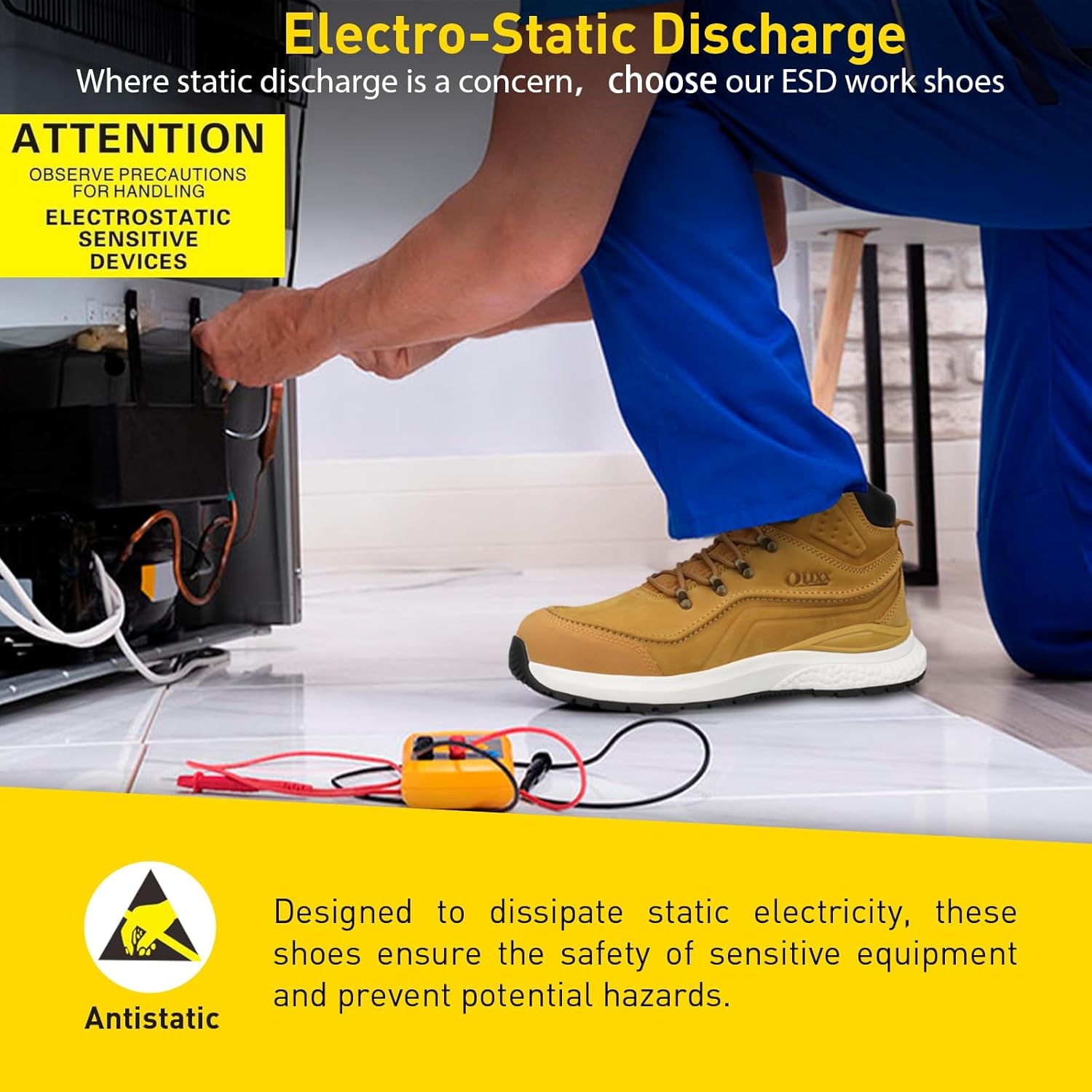 OUXX Men's Composite Toe Work Boots, ASTM F2413 Electro-Static Discharge Safety Shoes, Anti-Slip Rubber Outsole(OX2601) - Image 7