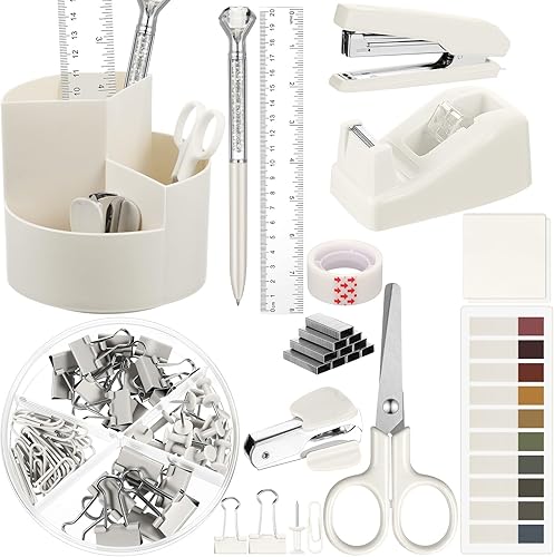 Miniatura 9 de Marspark Sage Green Accesorios de escritorio de oficina 12 piezas Juego de suministros de oficina Juego de accesorios de escritorio con rotación de