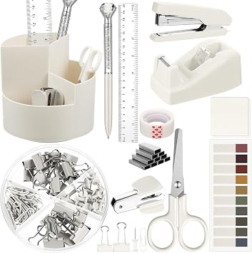 Marspark Beige Desk Accessories Office Supplies Set, 12 Pcs